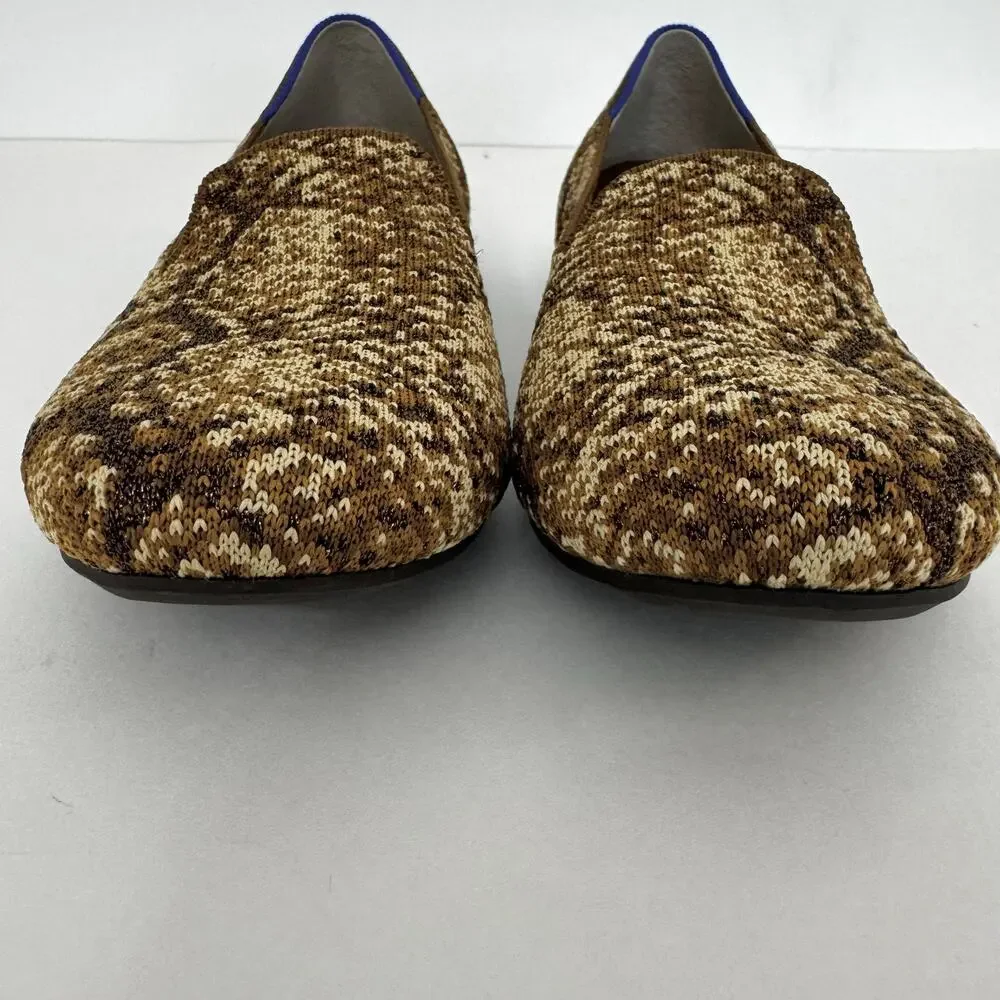 Rothy's The Loafer Fabric Knit Slip-On Flats Shoes in Bronze Metallic Python 9.5